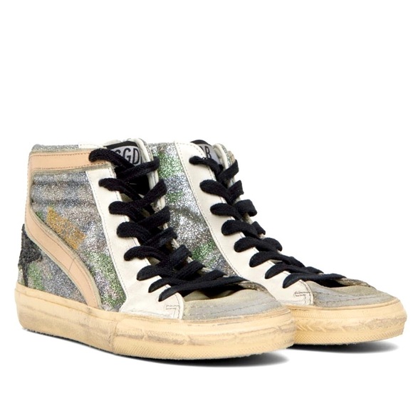 𝅺NEW Golden Goose Slide Classic High-Top Green Camouflage/Ice Sneakers Size 36 - Picture 4 of 8